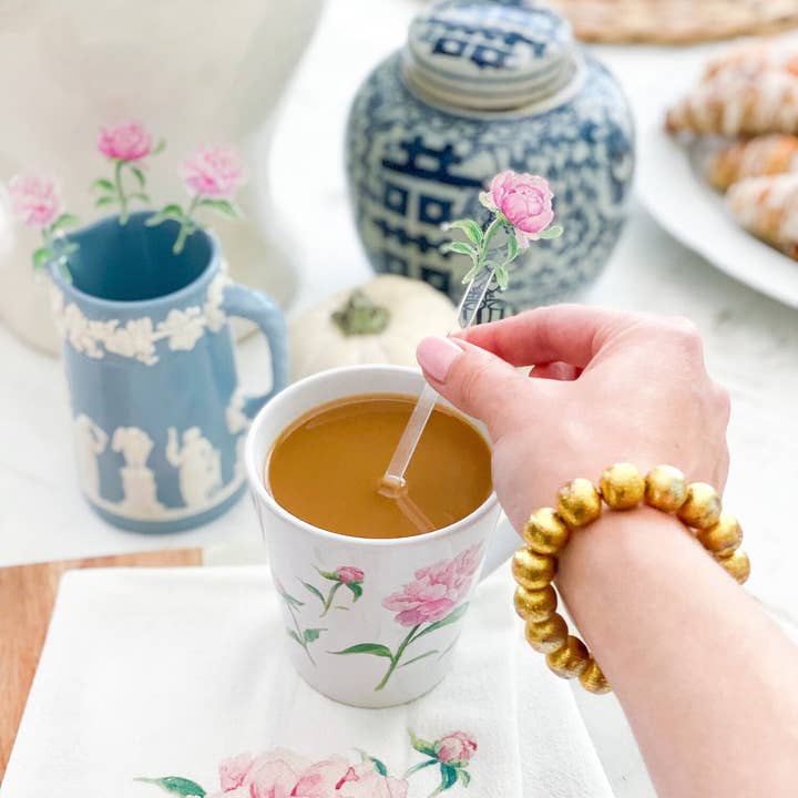 Simply Jessica Marie - Wholesale Drink Stirrer - Peonies Watercolor Acrylic Stir Sticks2