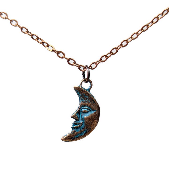 Stylish Jewelry Supply - Wholesale Pendant/Charm Necklace - Antique Copper Patina Half Moon Necklace