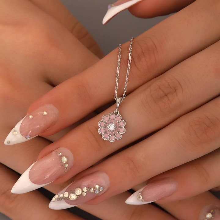 AVENS - Vendita all'ingrosso Collana con ciondolo/pendaglio - Collana con Pendente a Fiore in Argento Sterling 9250