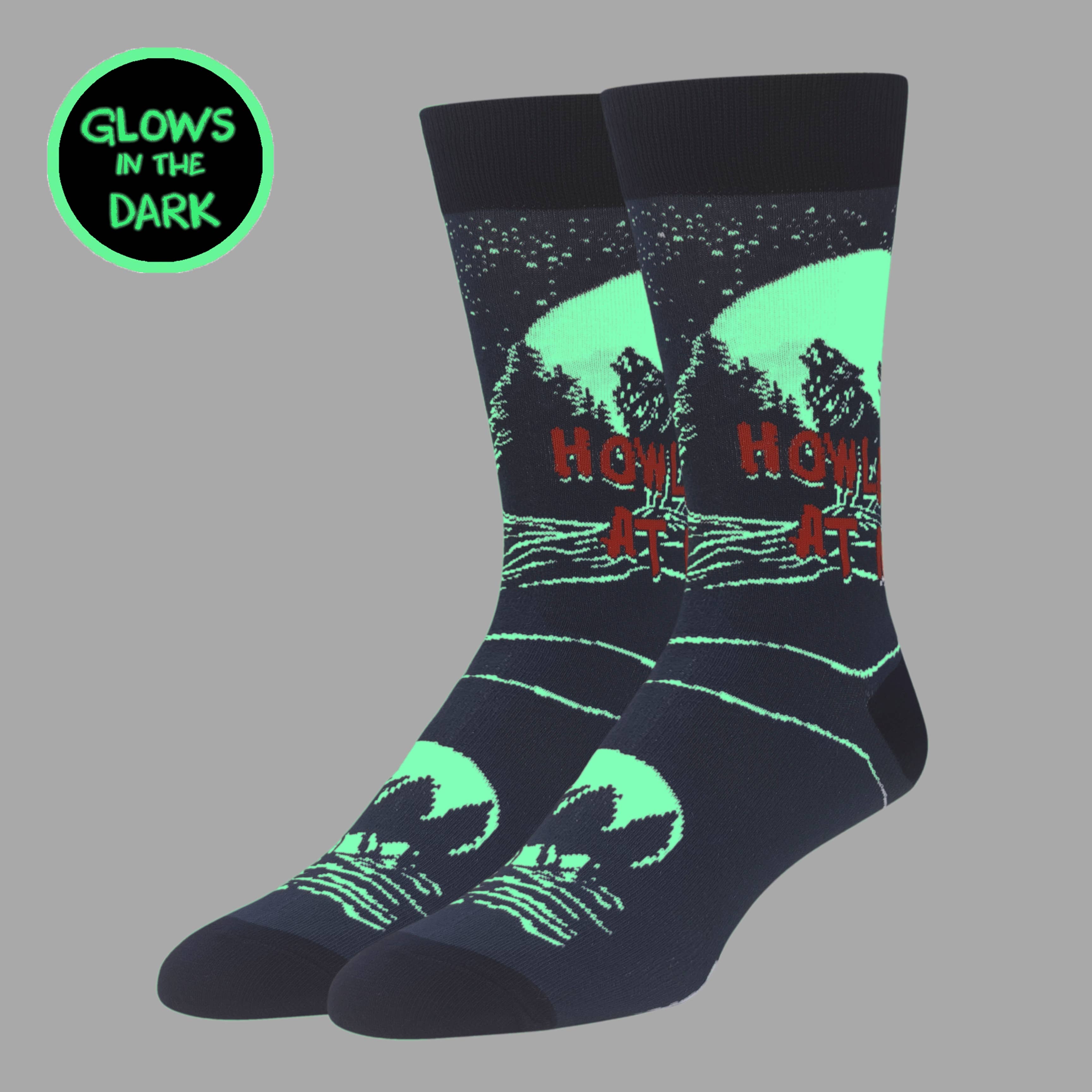 Oooh Yeah/Sock It Up/Oooh Geez Slippers – wholesale Socks – Men's – Howler | Men's Wolf Glow In the Dark Crew Socks1