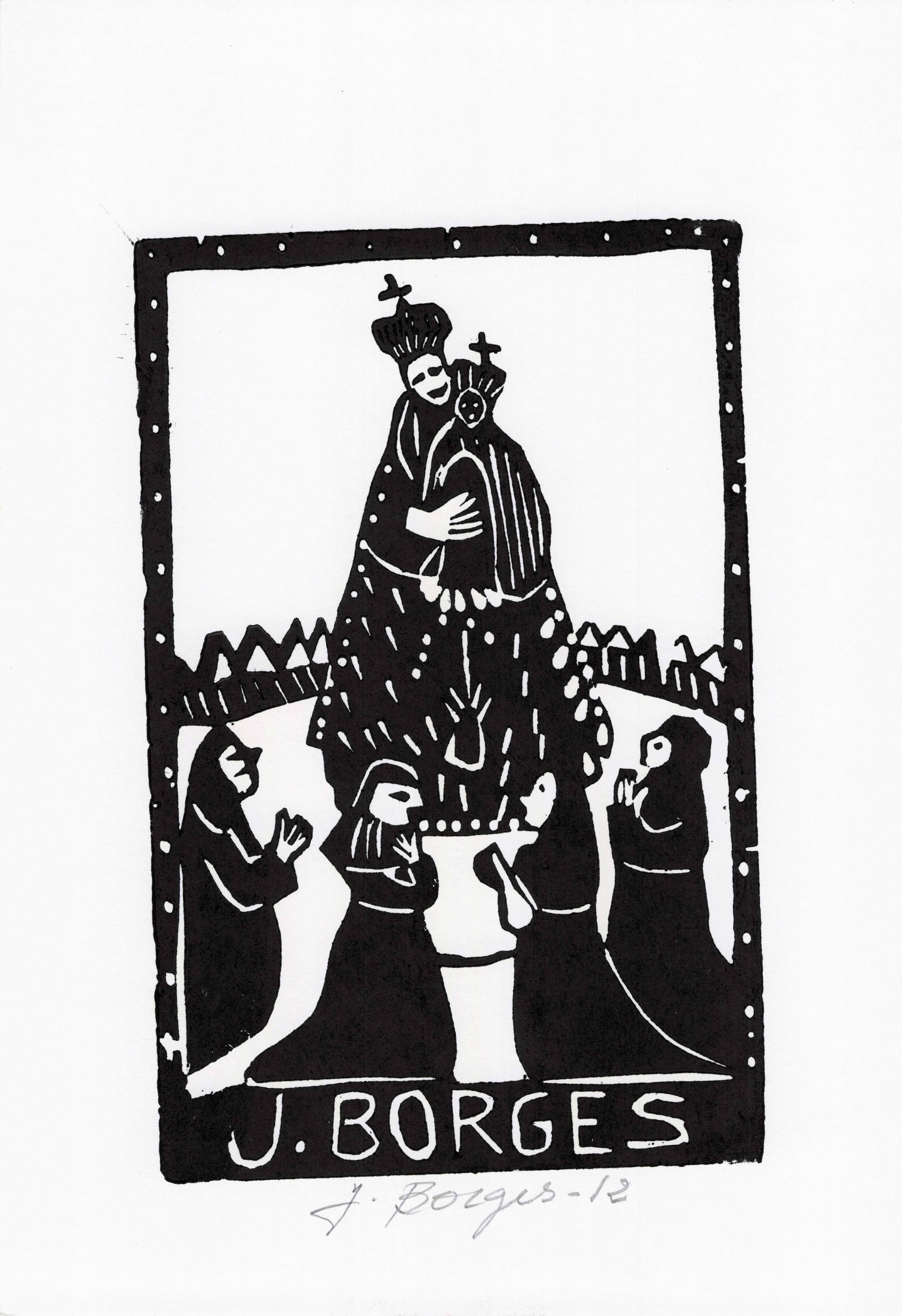 Tesoros Trading Company - Vente Affiche d'art - Gravure sur bois de Sm. J. Borges, Vierge Marie #112, Brésil0