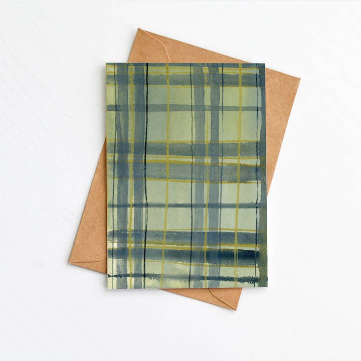 LaCott Fine Art - Wholesale Christmas Card - Boxed Set of 8 Holiday Cards - Neutral Plaid Set3