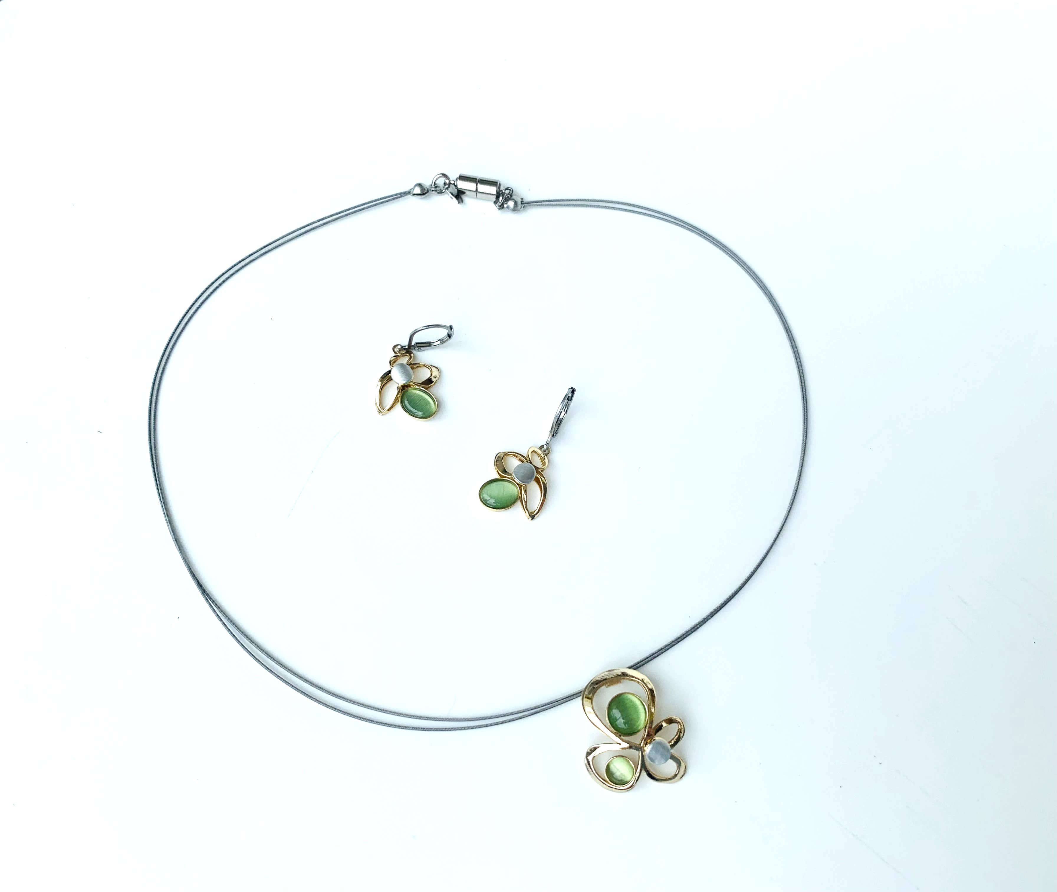 Christophe Poly / Crono Design – wholesale Jewellery set – SETS (KY) - Small Pendant WireNeck(K) 19" & LeverEar(X) Sets8