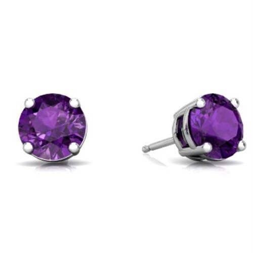 Clous d'oreilles en argent sterling blanc violet cz rond brillant pour la vente par FASHIONISTAAA