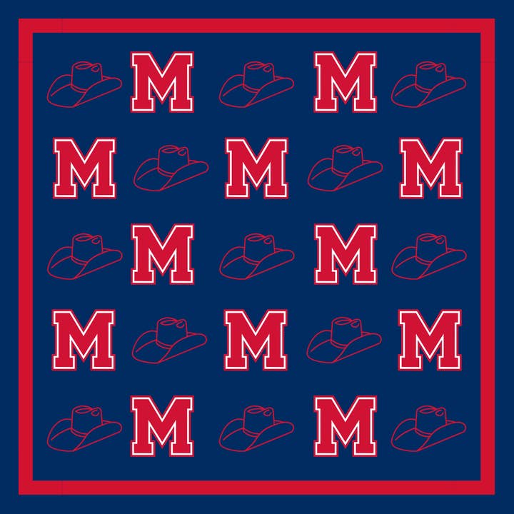 Bandana Sciarpa Mascot Gameday Rosso e Blu Navy (3 STAMPE) per la vendita all'ingrosso da parte di ALMA-MATER COLLECTION