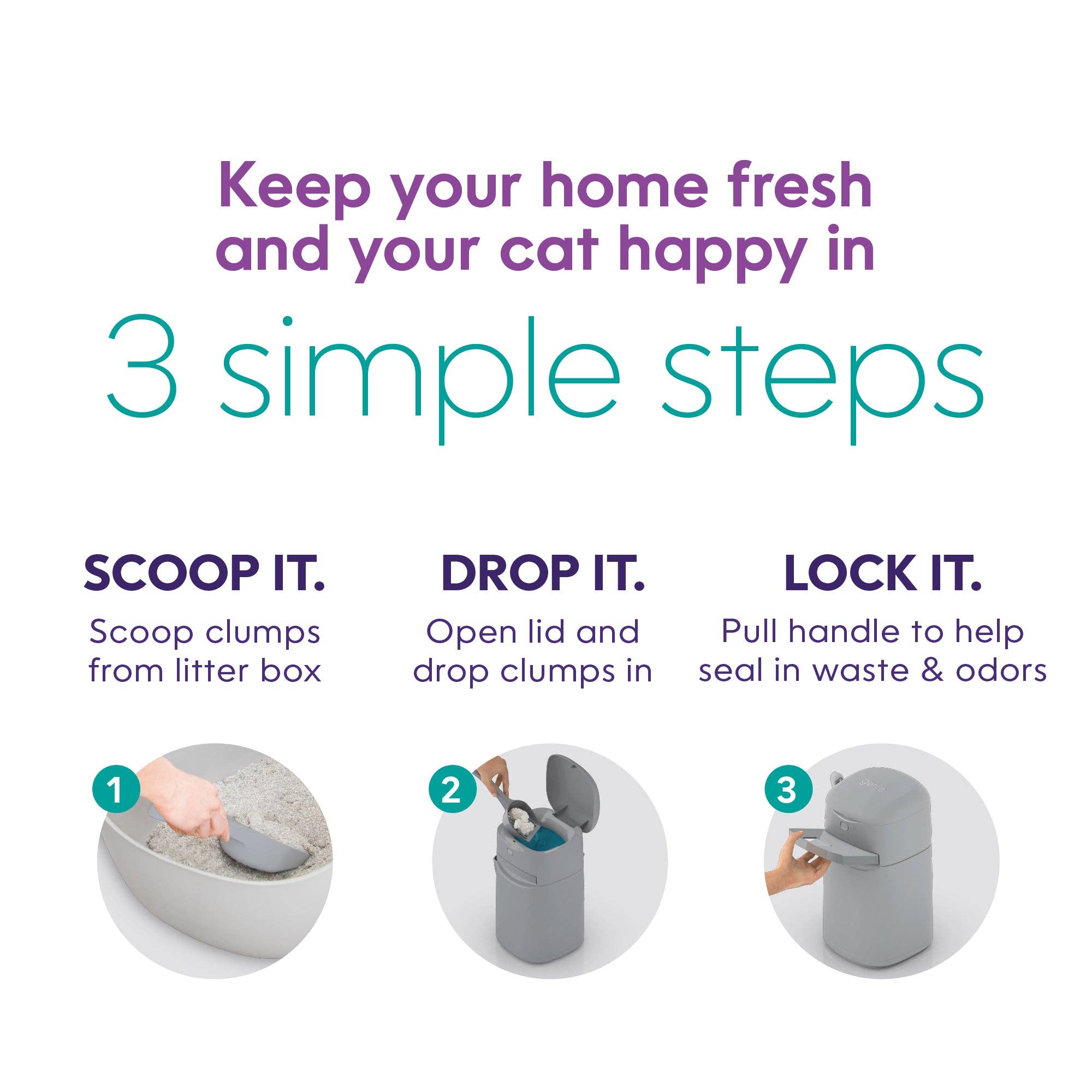 Litter Genie - Wholesale Cat Litter Box - Litter Genie Easy Roll Pail - Grey3