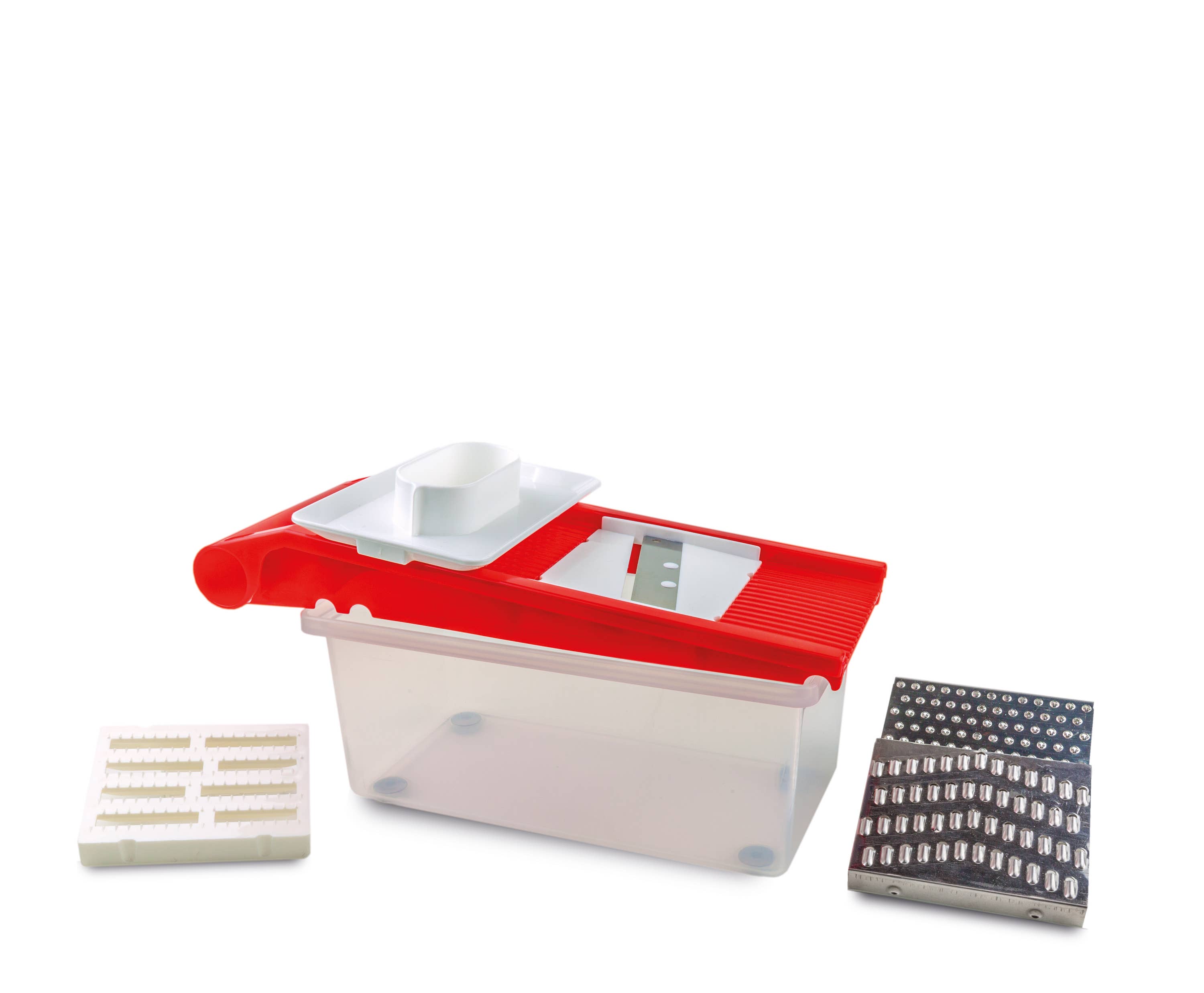 Rigamonti Pietro & Figli srl - Wholesale Grater - Art. 320 MAGIC GRATER SET:slicer+container+4 inserts - RED2