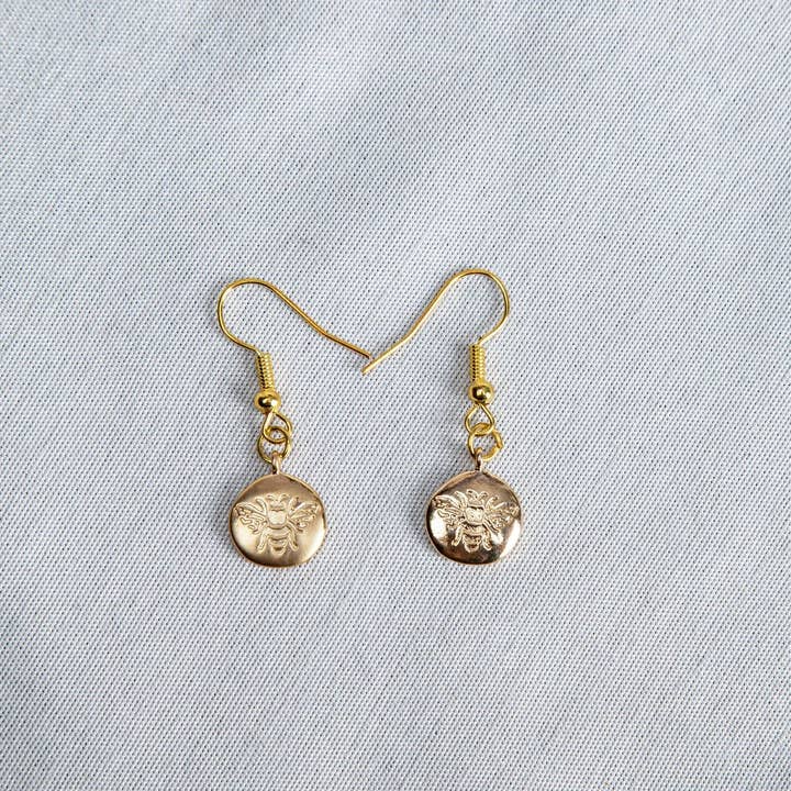 Gold Vintage Bee Earrings for wholesale on Faire