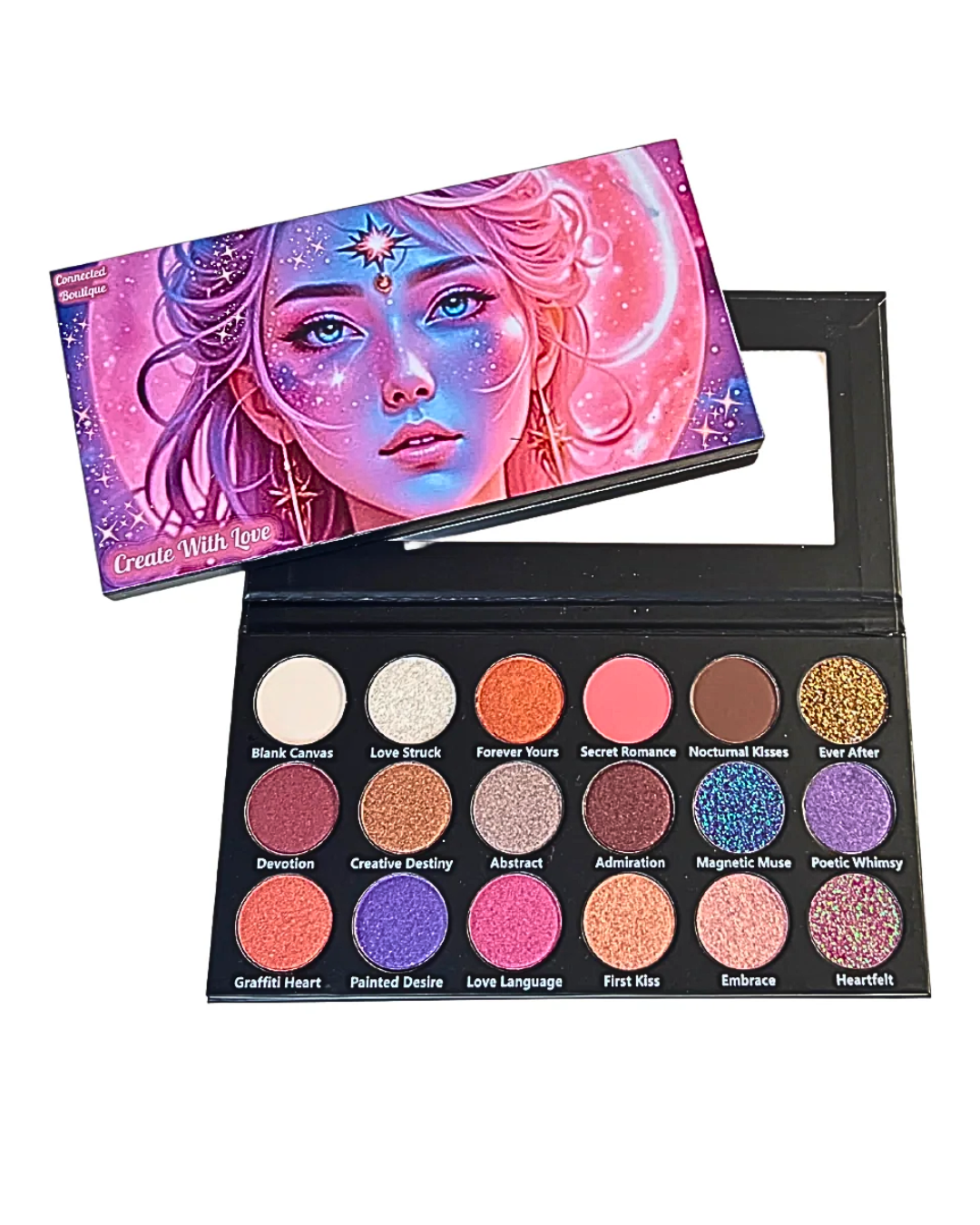 Connected Boutique - Wholesale Eyeshadow Palette - Create With Love 18‑Shade Eyeshadow Palette – Mattes, Shimmers & Glitters3