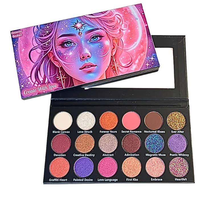 Connected Boutique - Wholesale Eyeshadow Palette - Create With Love 18‑Shade Eyeshadow Palette – Mattes, Shimmers & Glitters3