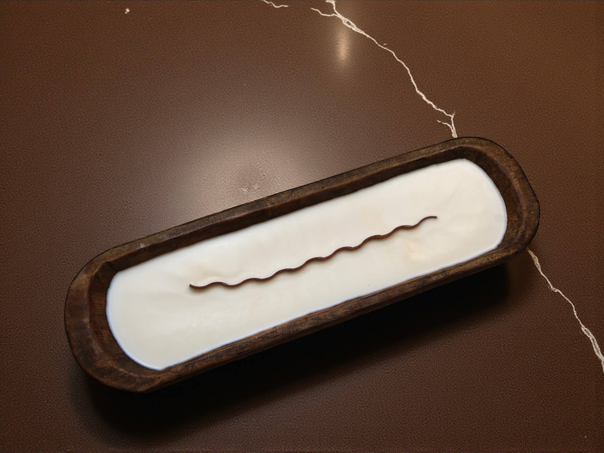 Agaboo Candle – wholesale Jar/filled candle – Wooden Dough Bowl Candle with Wavy Wooden Wick 2x19.5in6