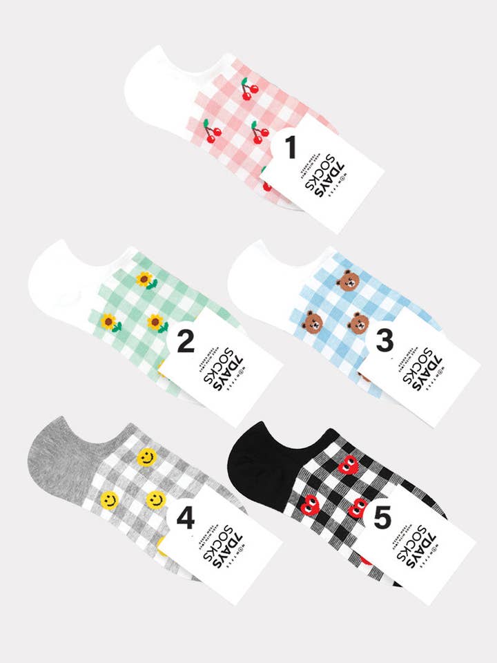 Knöchellange Random Check-Socken für Damen für den Großhandel von 7DAYSSOCKS