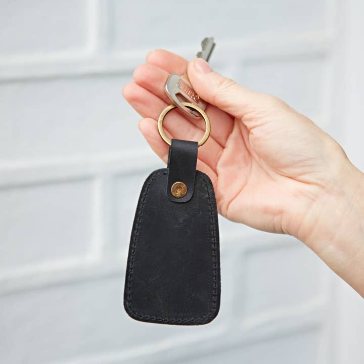 Buffalo Leather Tag Keyring - Handmade for wholesale by The Paper High Gift Company Limited