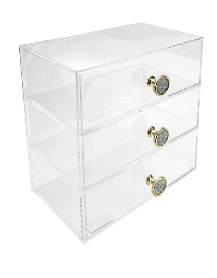 DesignStyles Home - Wholesale Desk Organizer - Papyrus Acrylic Desktop Drawer Organizer with Floral Knobs3