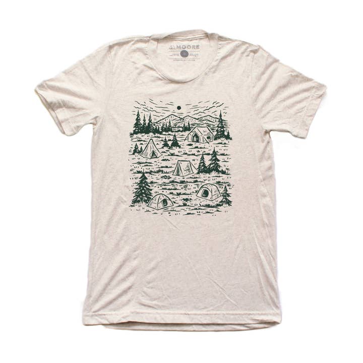 Campground Tee-Oatmeal for wholesale by Moore Collection