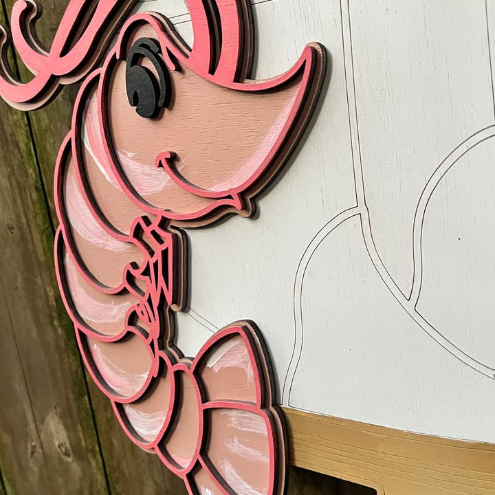Geaux Magnolia - Wholesale Door Hanger - Shrimp and White Boots 3D Door Hanger4