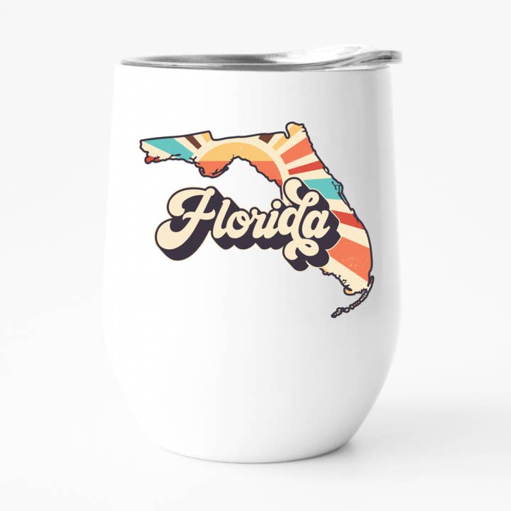 Retro Florida Wine Tumbler, State Pride Tumbler for wholesale by Fbombs & Booze