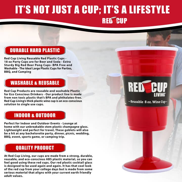 Red Cup Living - Wholesale Wine glass - Red Cup Living 8 oz. Reusable Wine Glass, 8 Oz, BPA Free3