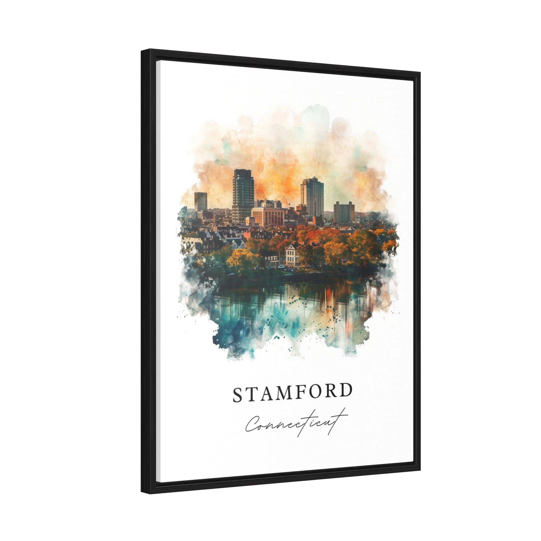 Premium Travel Art – wholesale Konsttryck – Stamford CT Väggkonst, Connecticut Print, Stamford Väggkonst, Stamford Gåva, Resetryck, Reseposter, Resegåva, Inflyttningspresent5