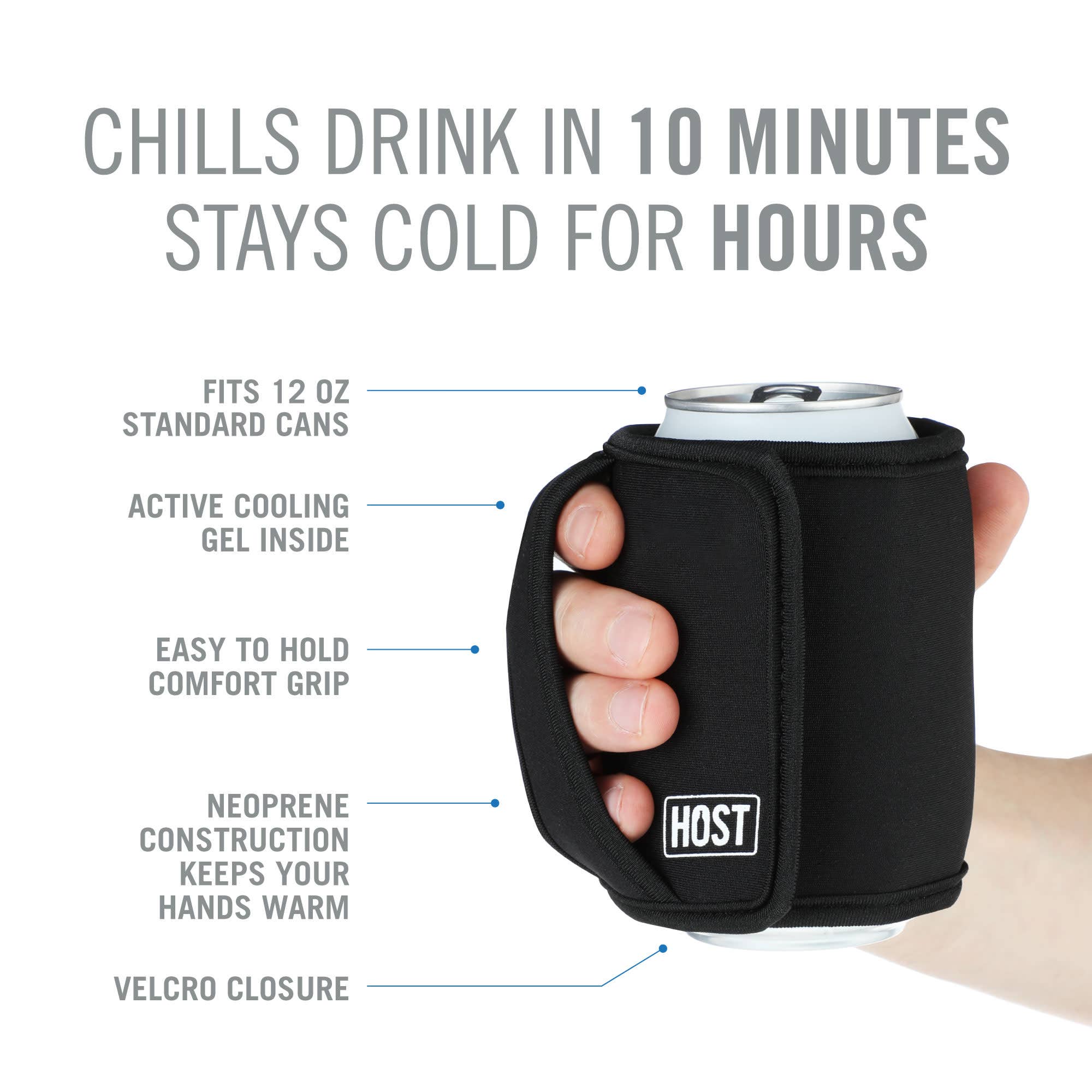 HOST - Wholesale Drink Huggers & Koozies - Insta Chill Sleeve with Cooling Gel Standard Cans in Black4