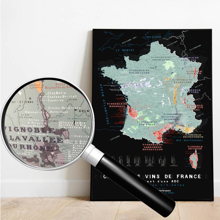 Mapa educativo de vinos de Francia para venta al por mayor de LES ATELIERS MULKOGRAPHIQUES
