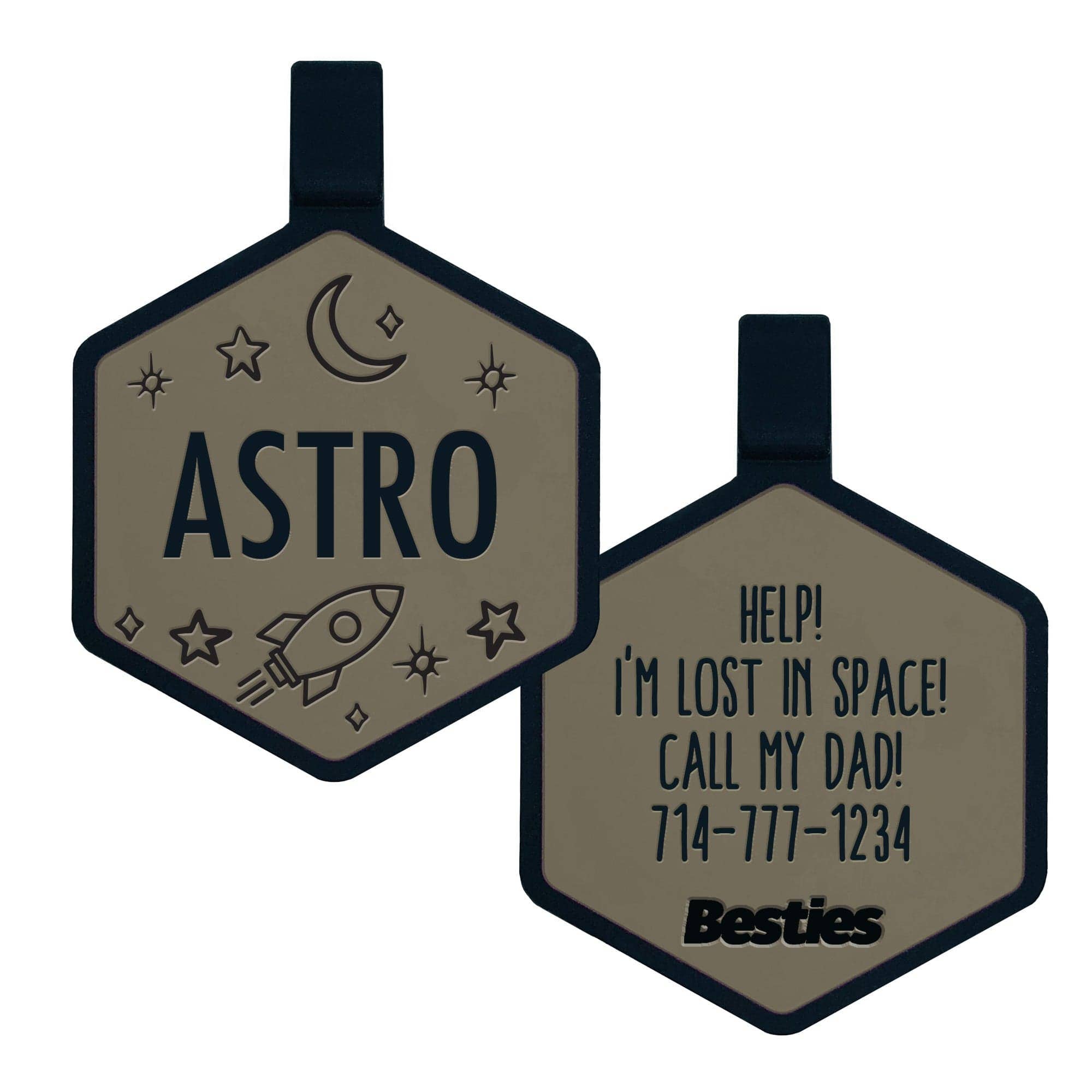 Besties Pets - Wholesale Pet Identification Tag - Dog - Space Cadet Silicone Dog ID Tag23