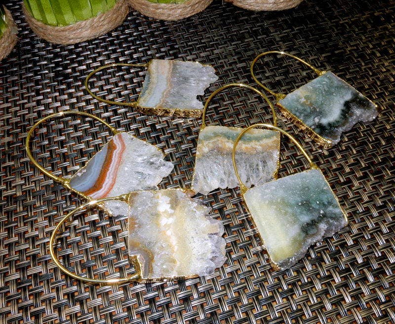 Jewelers Paradise - Wholesale Individual Charm/Pendant - Amethyst Slice Large Pendant with Bail Electroplated3