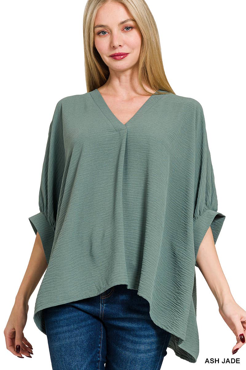 Vanilla Monkey – Engroshandel Bluse - Dame – Vævet Airflow V-hals Puffetrøje med halve ærmer0