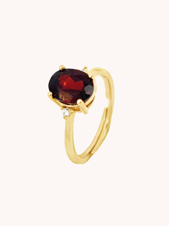 Birthstone Garnet Gold Ring -Holiday Gift, Trending Jewelry for wholesale by Gratinsta