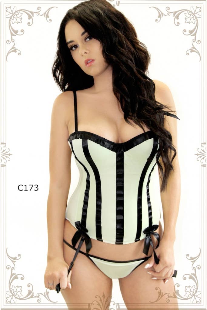 Lovely Lies - Wholesale Corset - Women's - Sexy Push Up Corset with Black Stripes0