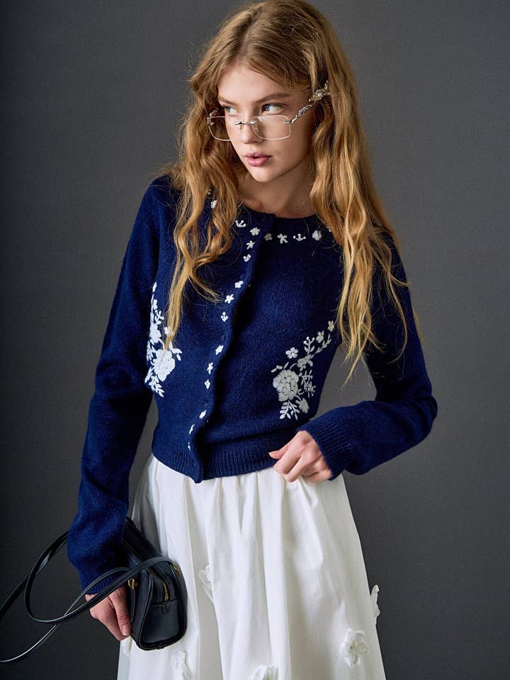 Floral Embroidery Cardigan for wholesale by English Factory