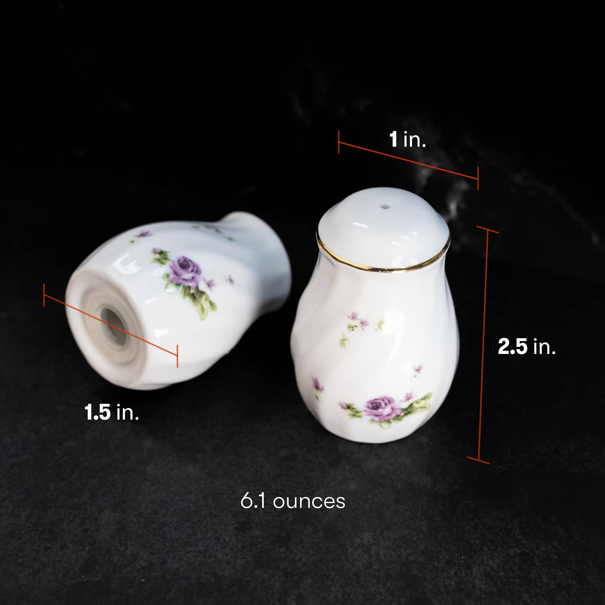 Lynns - Wholesale Salt & Pepper Shaker Set - *Floral Porcelain Salt & Pepper Set, Elegant Vintage9