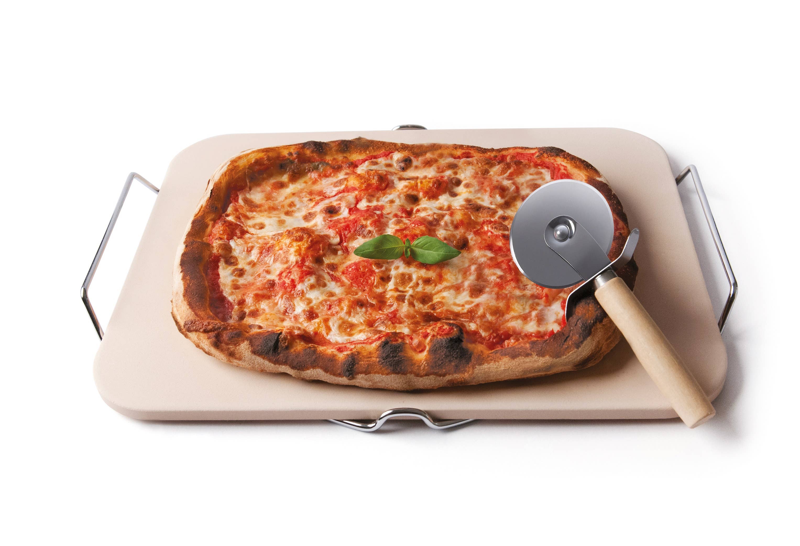 Cream Brown Baking Stone 30.5X38Cm W/Pizza for wholesale on Faire1