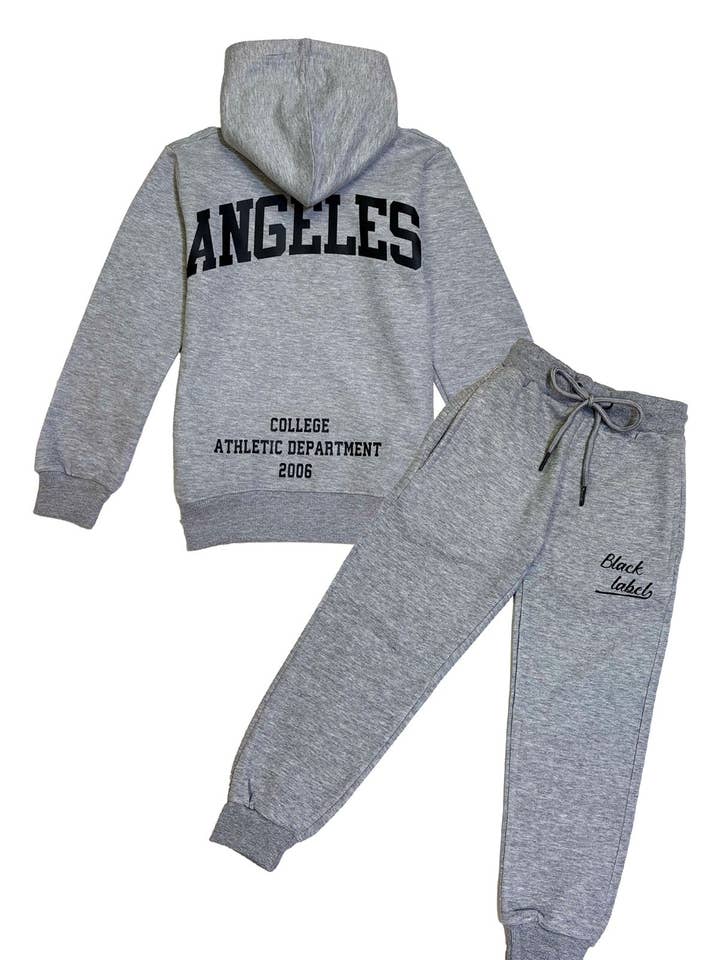 Conjunto de Hoodie e Jogger em Silicone Preto para Crianças da Black Label Dept por atacado de Black Label x Raw