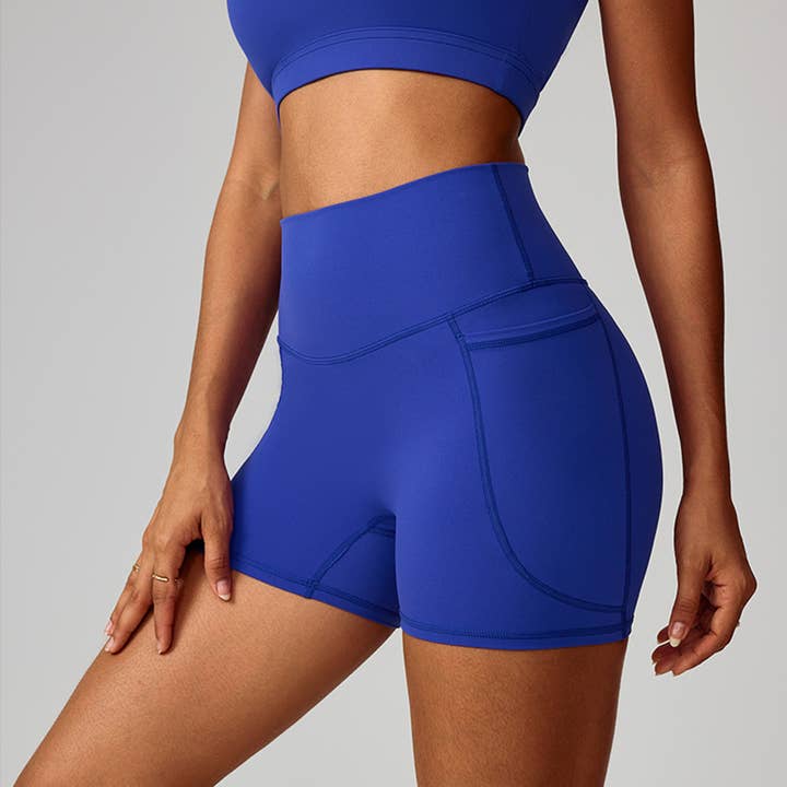 Sodalemon - Wholesale Athletic Shorts - Women's - Women High-Waist Quick-Dry Pocket Yoga Shorts10