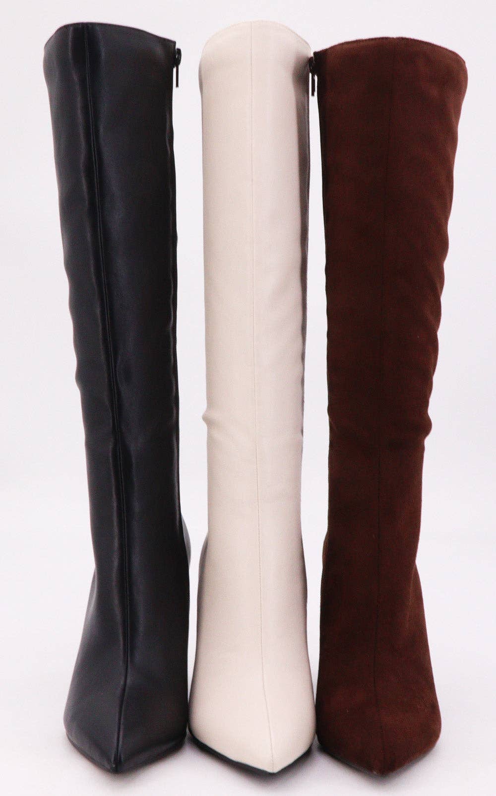 Mars Sky Shoes Wholesale - Wholesale Booties - Women's - Bamboo BELLFLEUR-18 Women Block Heel Pointed Toe Plai Knee High Boots-12 Pairs Pack-20.754