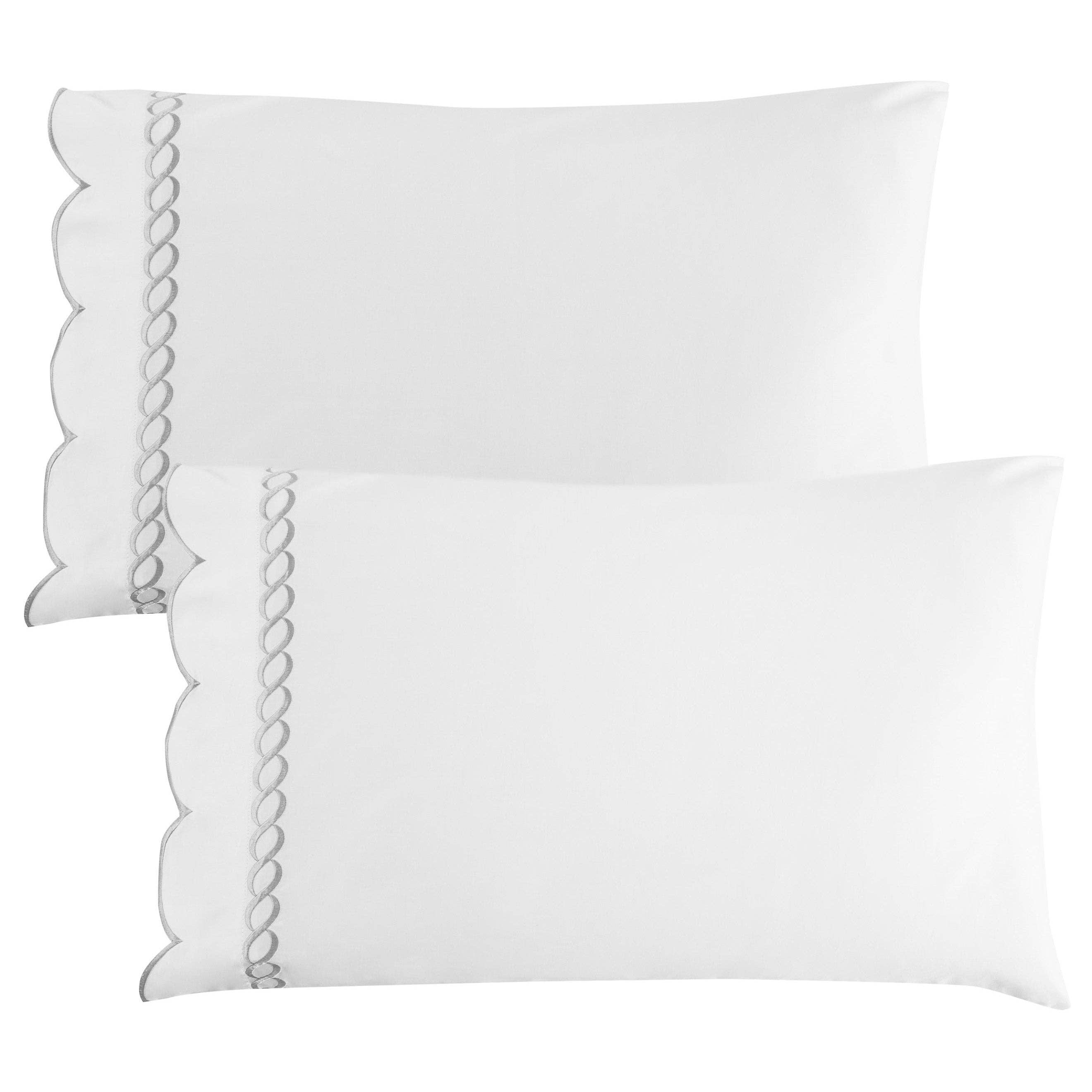 Mélange Home - Wholesale Bedding Pillowcase/Sham - 600 Thread Count Scallop Rope Embroidered Cotton Pillowcase Pair9