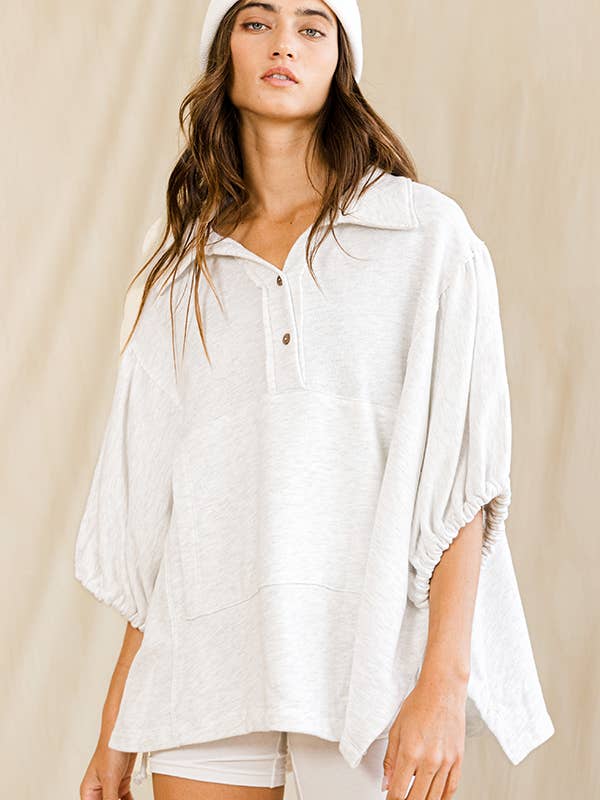 BUCKETLIST - Wholesale Tunic – Women’s - T2195 Oversized Drawstring Tie Sleeves Detail Solid Top5