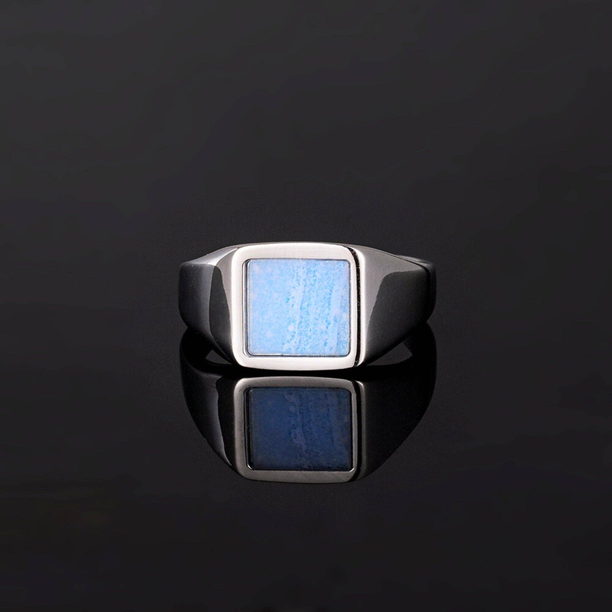 Square Blue Lace Agate Ring - Silver for wholesale on Faire2