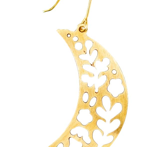 Flowery Moon/Earring with Surgical Steel Ear Wire/min.3 for wholesale by Moksha Imports