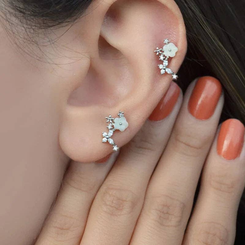 StockJWL - Wholesale Stud/Post Earrings - Magnolia Flower Earring, Earrings, Stud Earrings Stud  Piercing Helix Stud Cartilage Conch  Gold  Rose  Silver  Gift For Her5