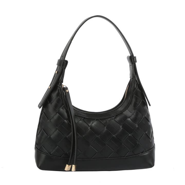 Woven Embossed Detail Shoulder Hobo for wholesale by Handbag Factory Corp