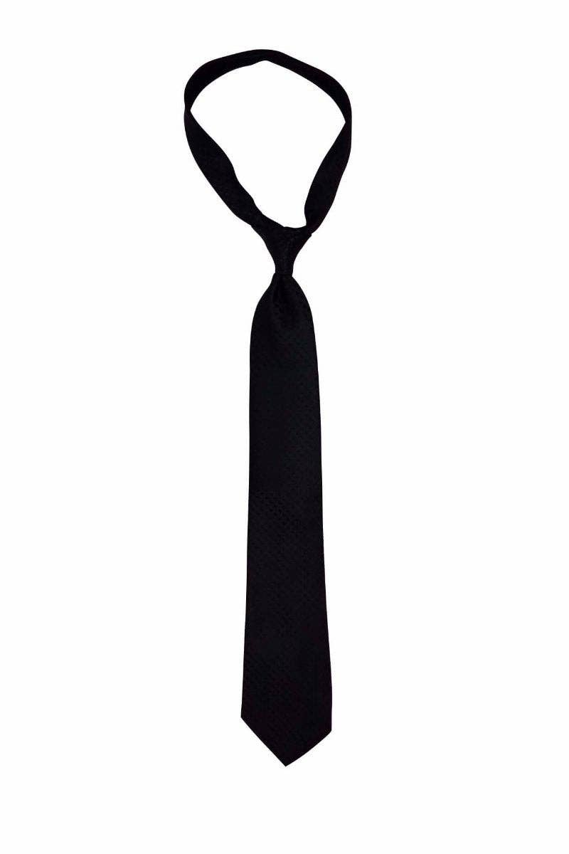 GoTie – wholesale Necktie – Men’s – Black Black Checkered Skinny Tie1