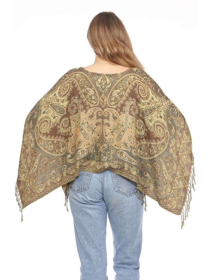 Lakhays Collection Inc. – wholesale Kimono - Dam – Fransad sjal med paisleymönster6