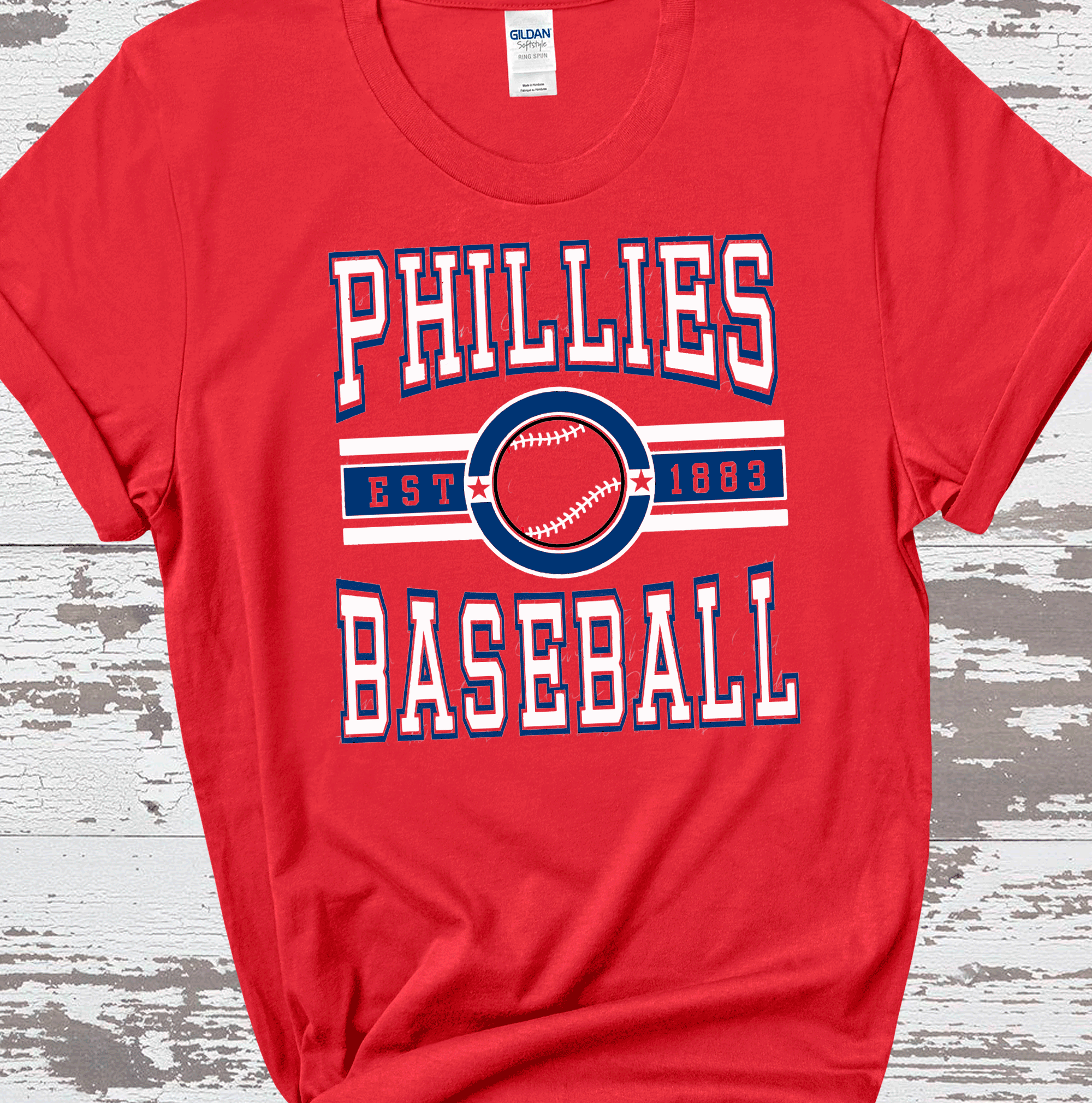 A Blessed Texas Mess Boutique - Wholesale Screen Printed T-Shirt - Women's - Philly Baseball Phillies Ball Game Philadelphia Baseball2