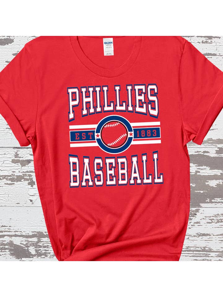 A Blessed Texas Mess Boutique - Wholesale Screen Printed T-Shirt - Women's - Philly Baseball Phillies Ball Game Philadelphia Baseball2