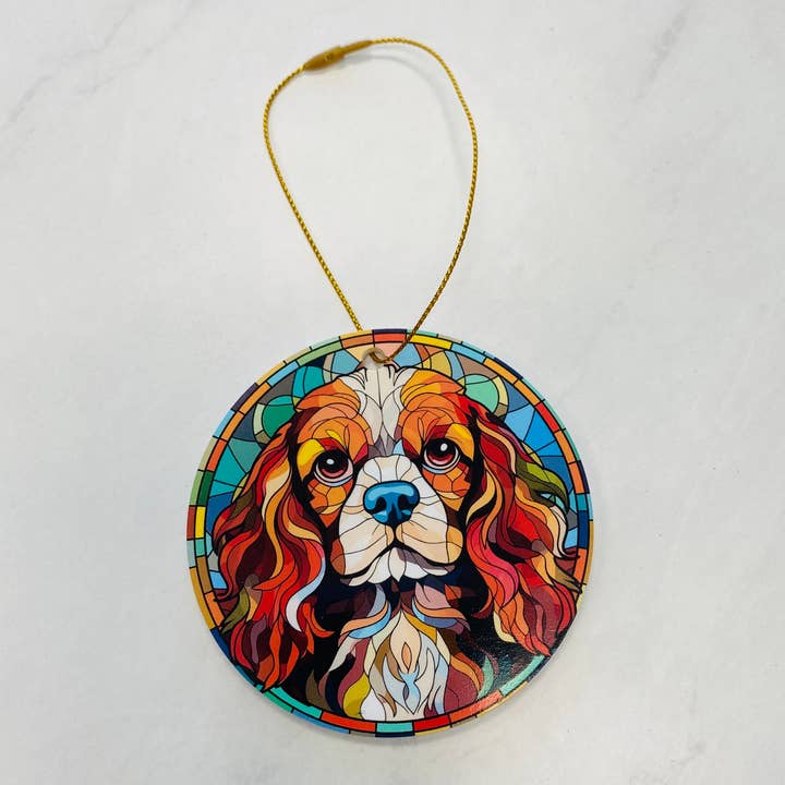 Spellbound Rose Creations - Wholesale Ornament - Cavalier King Charles Spaniel Faux Stained Glass Ornament1