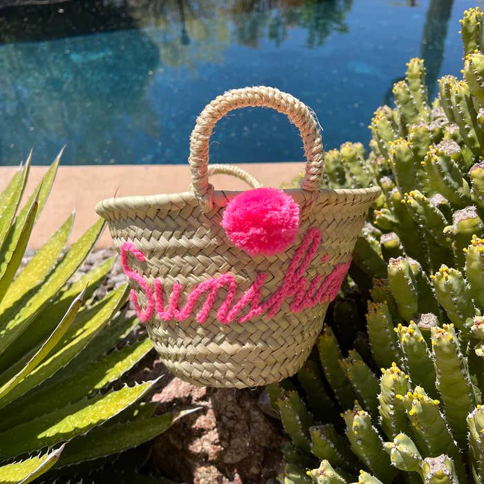 MIRAMAR Store – Saco de praia por atacado – Mini Bolsa de Palha - Cesta de Vime Personalizada Tamanho Bebé PomPomP's