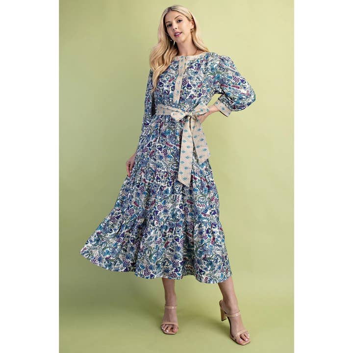 Vestido midi em camadas com estampa floral por atacado de STYLE USA