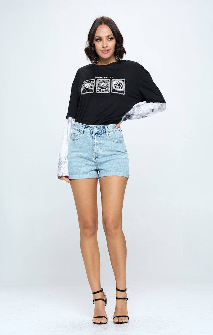 BLUE AGE - Wholesale Shorts - Women's - STRITCH HIGH RISE SOLID HEM DENIM SHORTS1